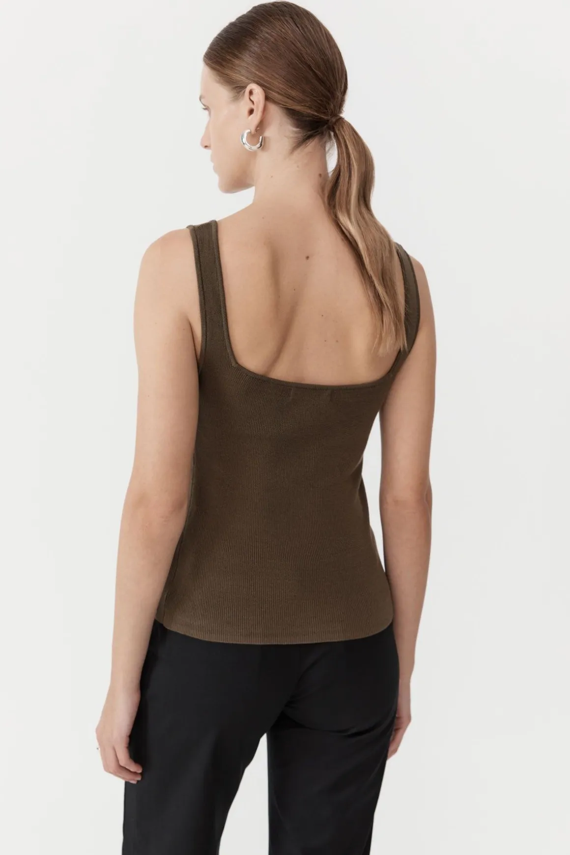 St. Agni Square Neck Knit Singlet - Kelp