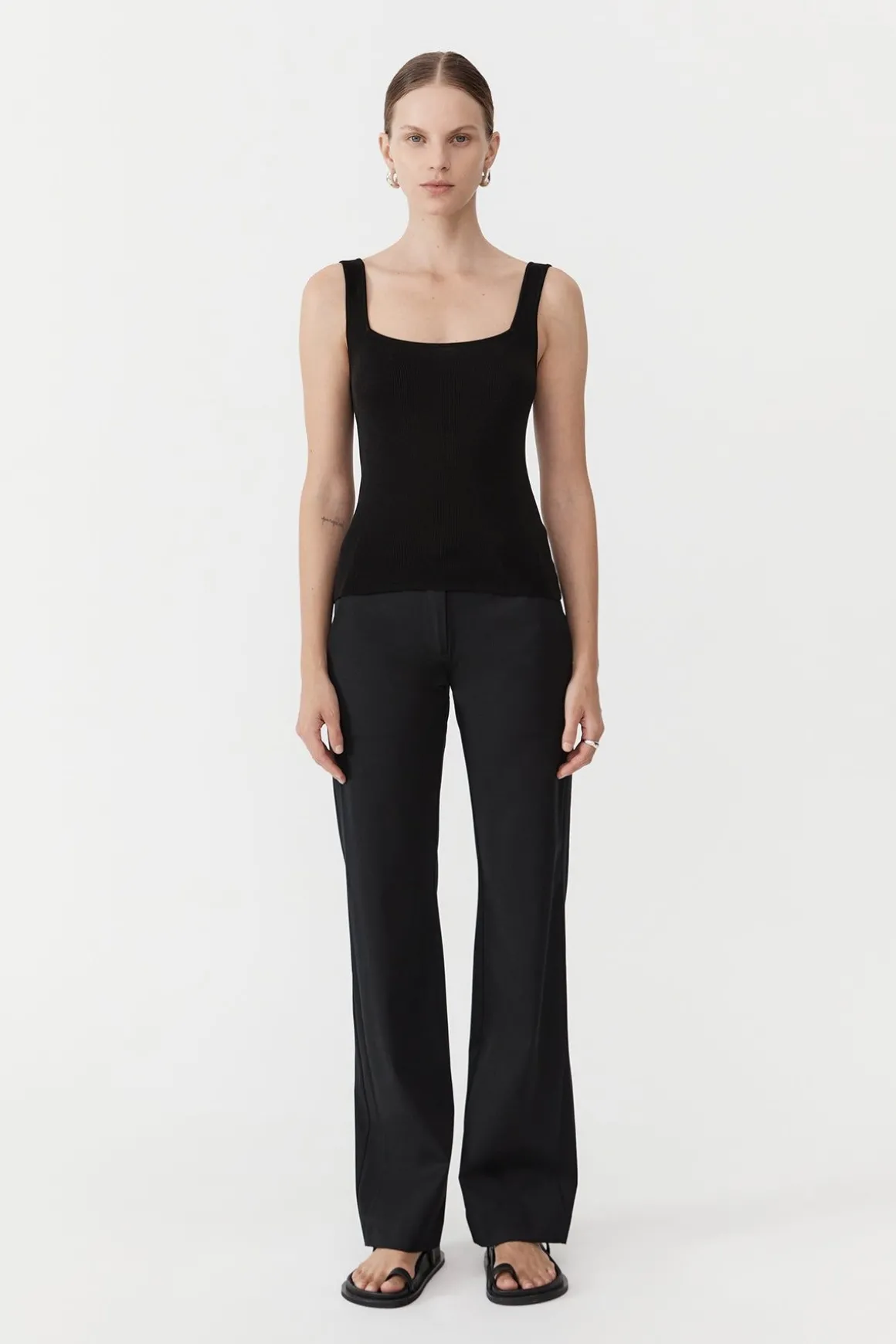 St. Agni Square Neck Knit Singlet - Black