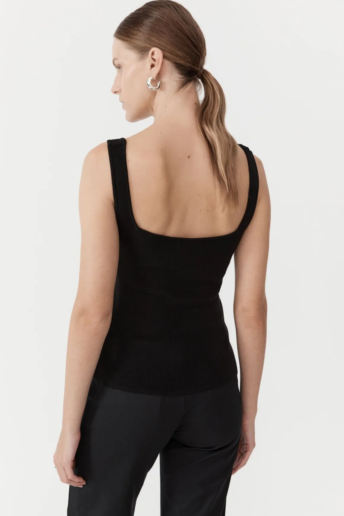 St. Agni Square Neck Knit Singlet - Black