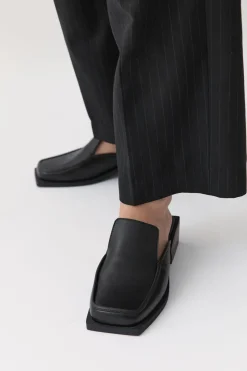 St. Agni Square Toe Mule - Black