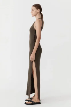 St. Agni Stitch Detail Dress - Kelp