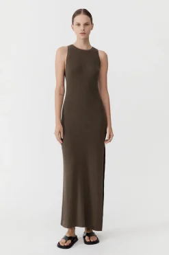 St. Agni Stitch Detail Dress - Kelp