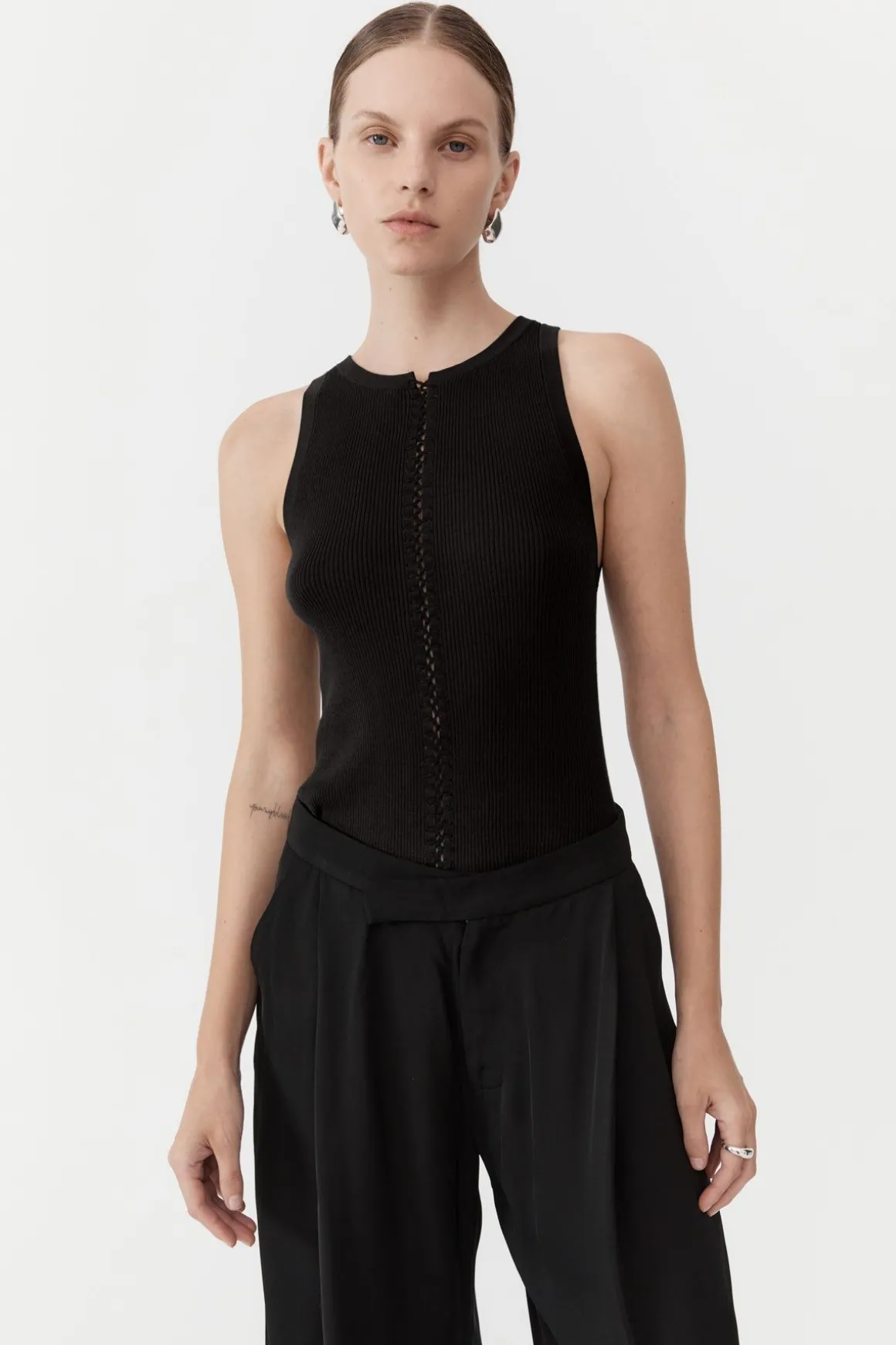 St. Agni Stitch Detail Tank - Black
