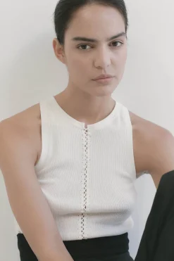 St. Agni Stitch Detail Tank - Ivory