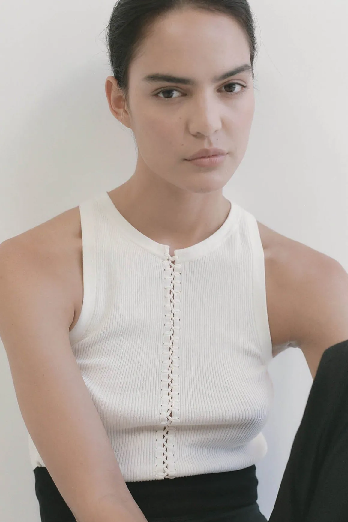 St. Agni Stitch Detail Tank - Ivory