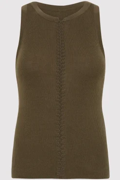 St. Agni Stitch Detail Tank - Kelp