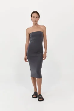 St. Agni Strapless Jersey Midi Dress - Graphite