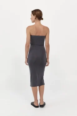 St. Agni Strapless Jersey Midi Dress - Graphite