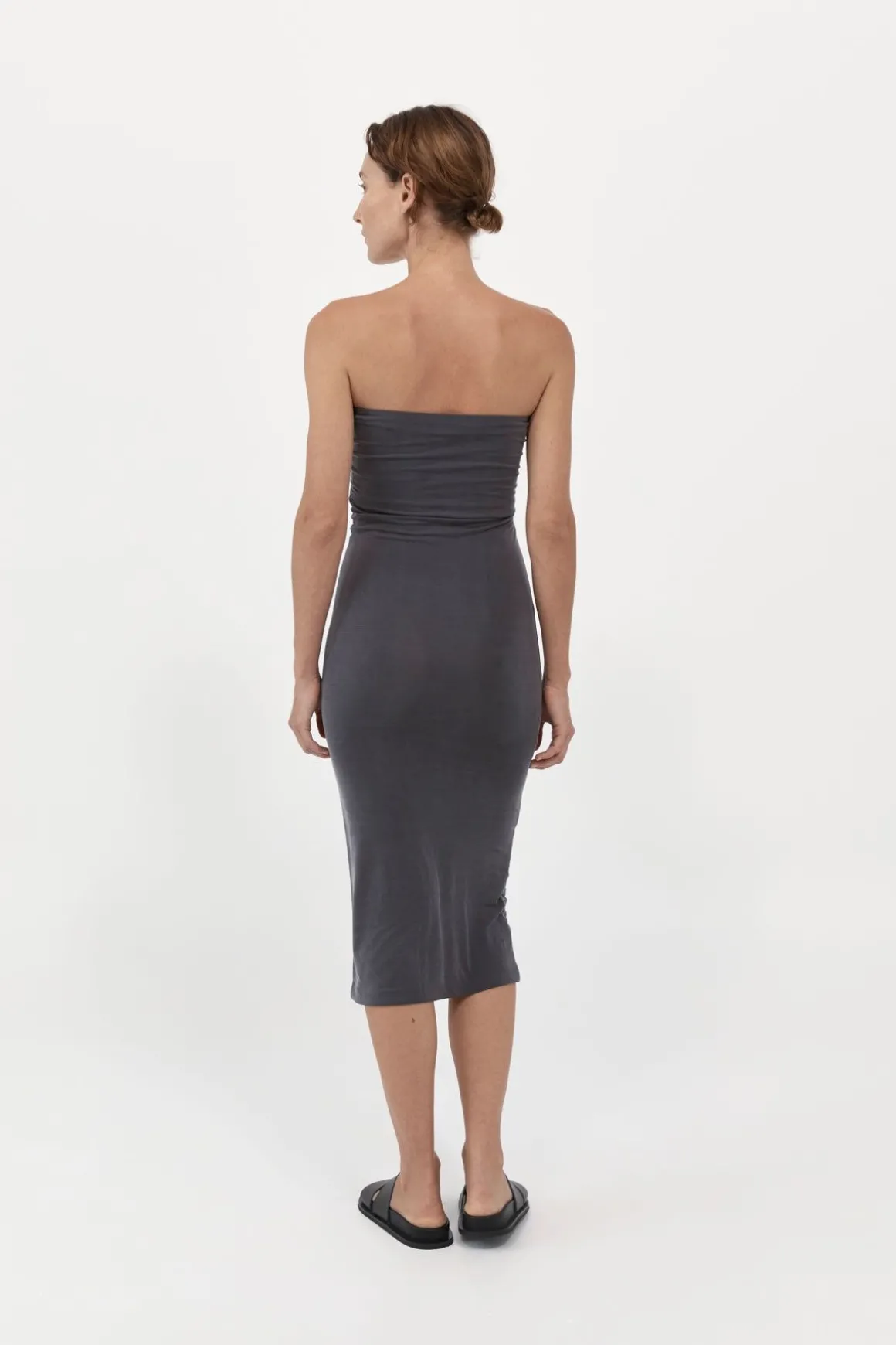 St. Agni Strapless Jersey Midi Dress - Graphite