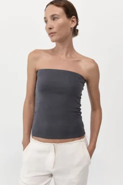 St. Agni Strapless Jersey Top - Graphite