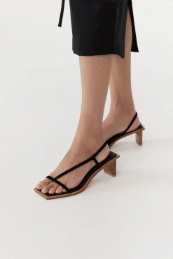 St. Agni Suede Strap Heel - Black