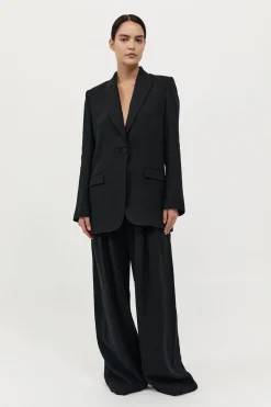 St. Agni Tailored Linen Blazer - Black