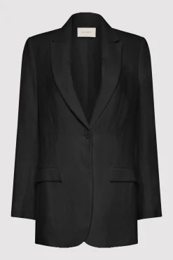 St. Agni Tailored Linen Blazer - Black