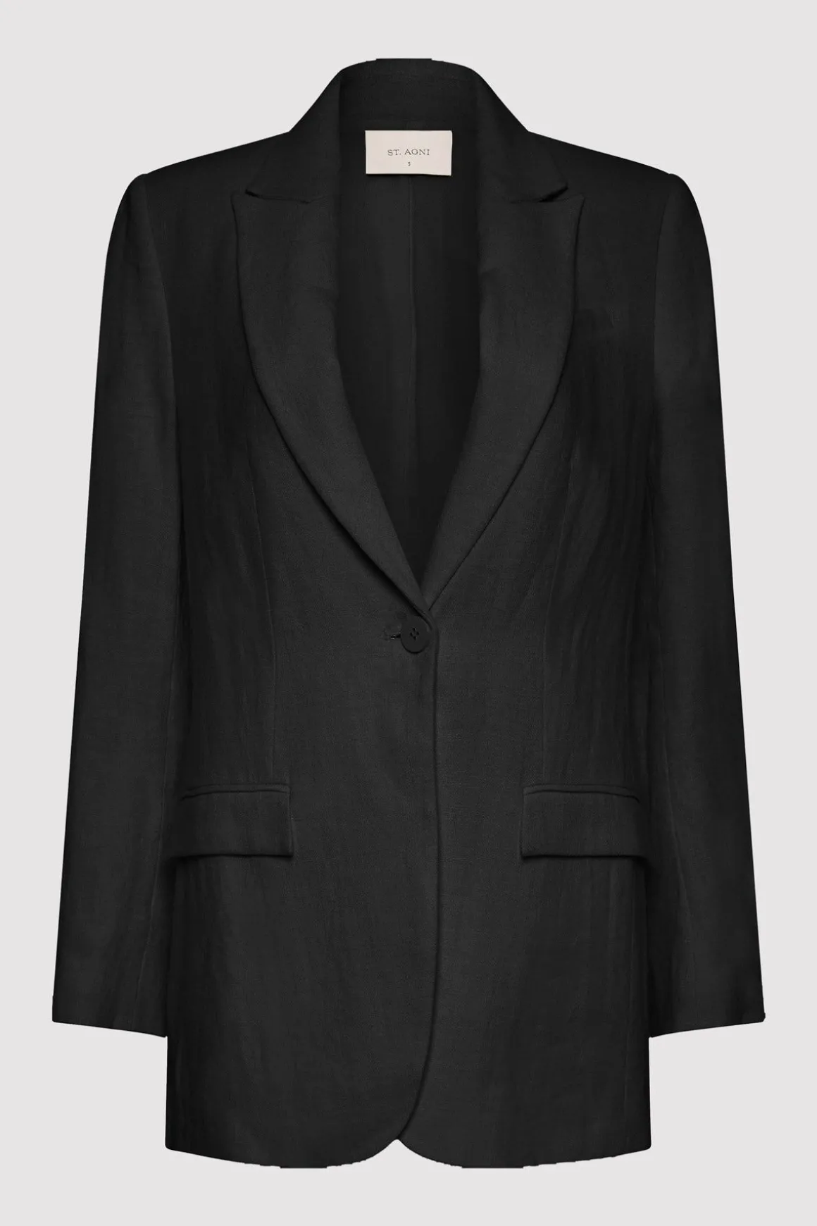 St. Agni Tailored Linen Blazer - Black
