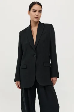 St. Agni Tailored Linen Blazer - Black