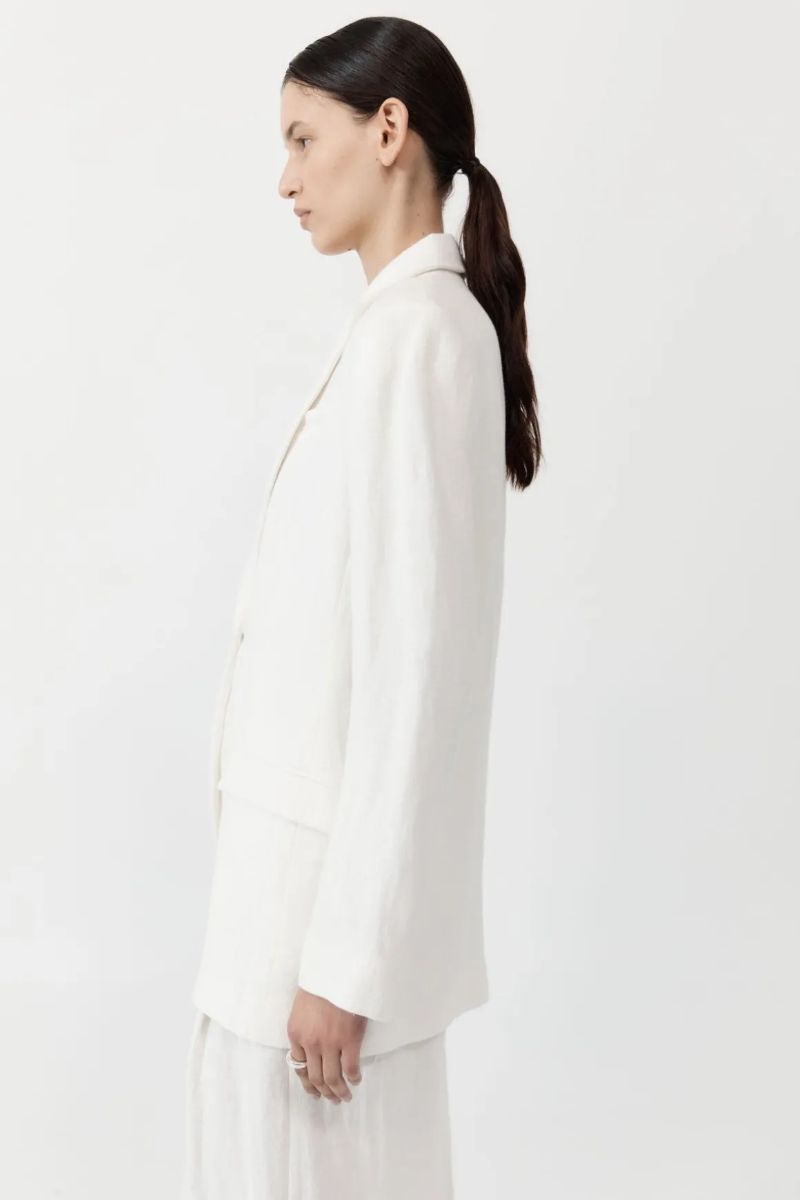 St. Agni Tailored Linen Blazer - Ivory