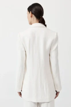 St. Agni Tailored Linen Blazer - Ivory