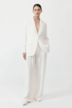 St. Agni Tailored Linen Blazer - Ivory