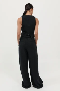 St. Agni Tailored Linen Pants - Black