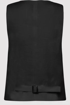 St. Agni Tailored Linen Vest - Black
