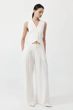 St. Agni Tailored Linen Vest - Ivory