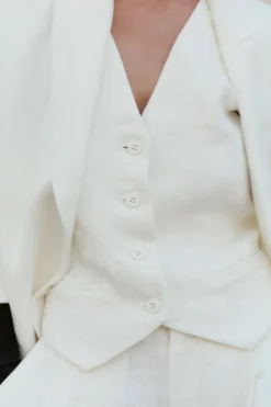 St. Agni Tailored Linen Vest - Ivory