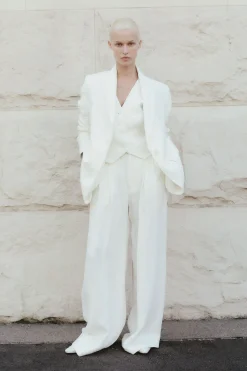 St. Agni Tailored Linen Vest - Ivory