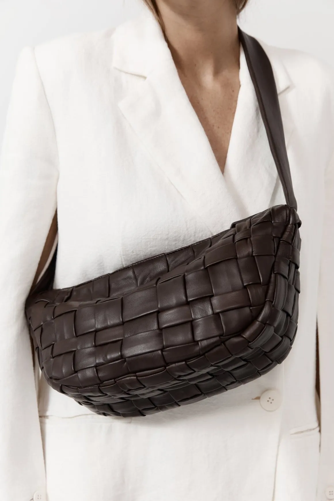 St. Agni Textured Crescent Bag - Chocolate