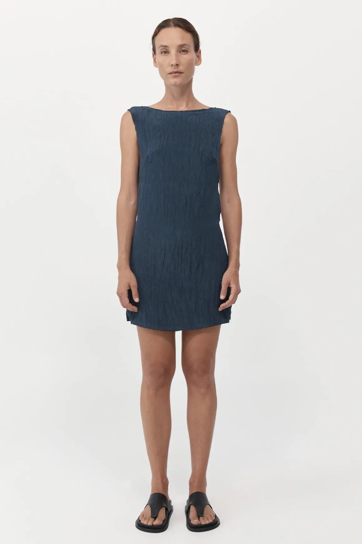 St. Agni Textured Open Back Mini Dress - Ink