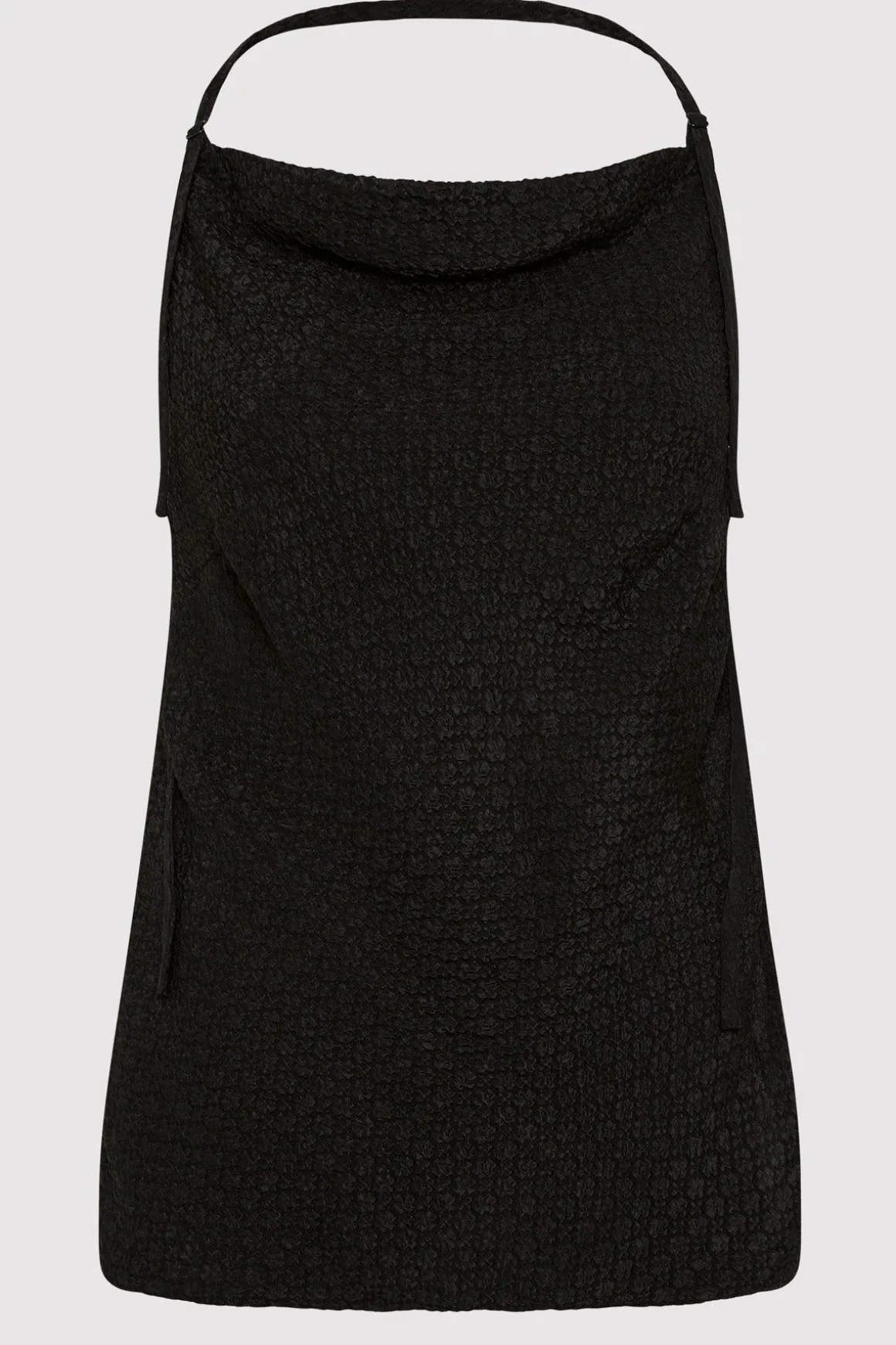 St. Agni Textured Silk Halter Top - Black