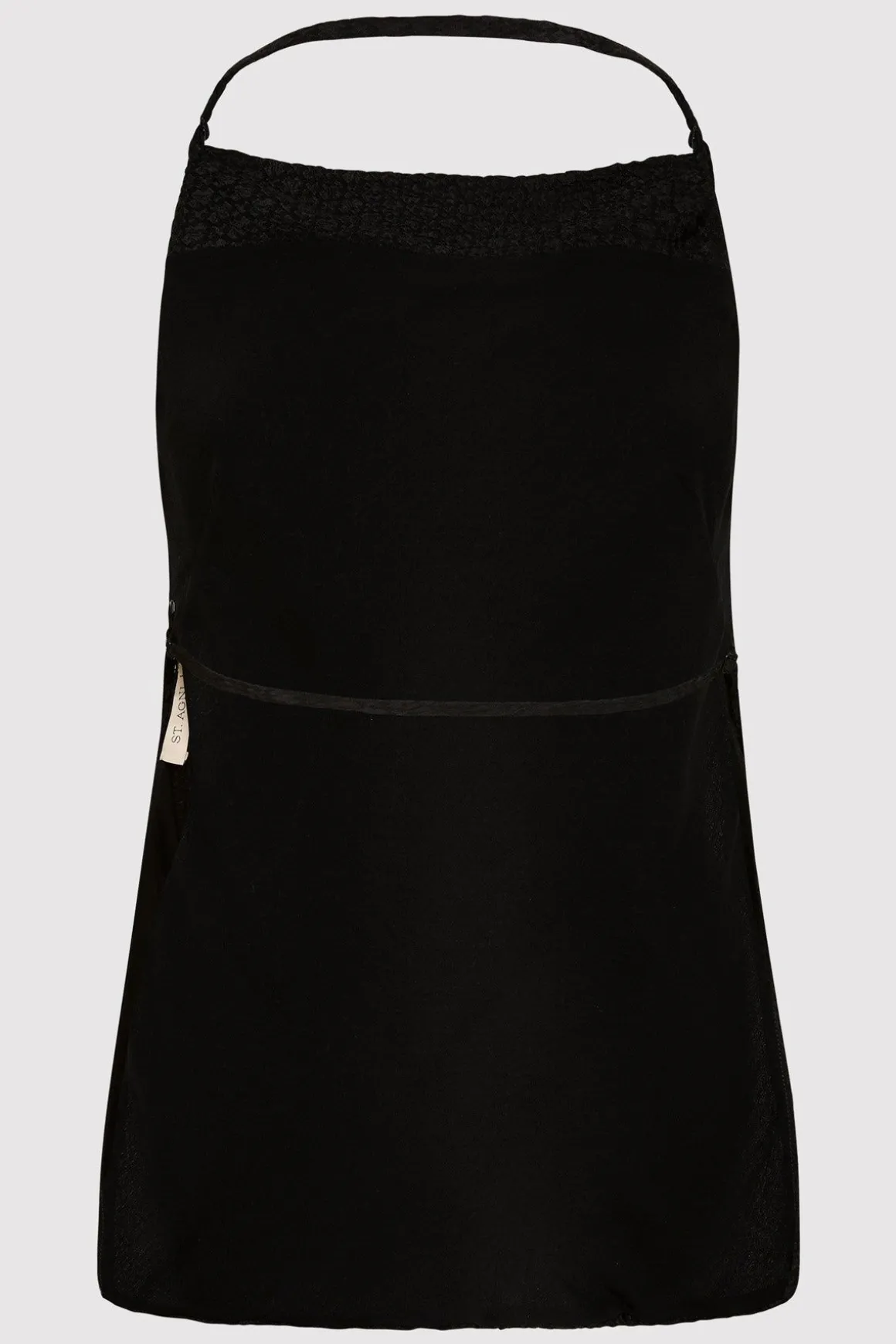 St. Agni Textured Silk Halter Top - Black
