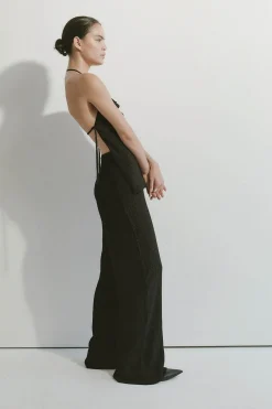 St. Agni Textured Silk Pants - Black