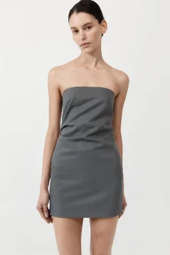 St. Agni Tuck Mini Dress - Pewter Grey