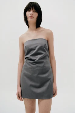 St. Agni Tuck Mini Dress - Pewter Grey