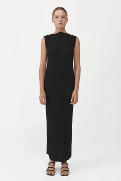 St. Agni Vas Pleat Knit Dress - Black