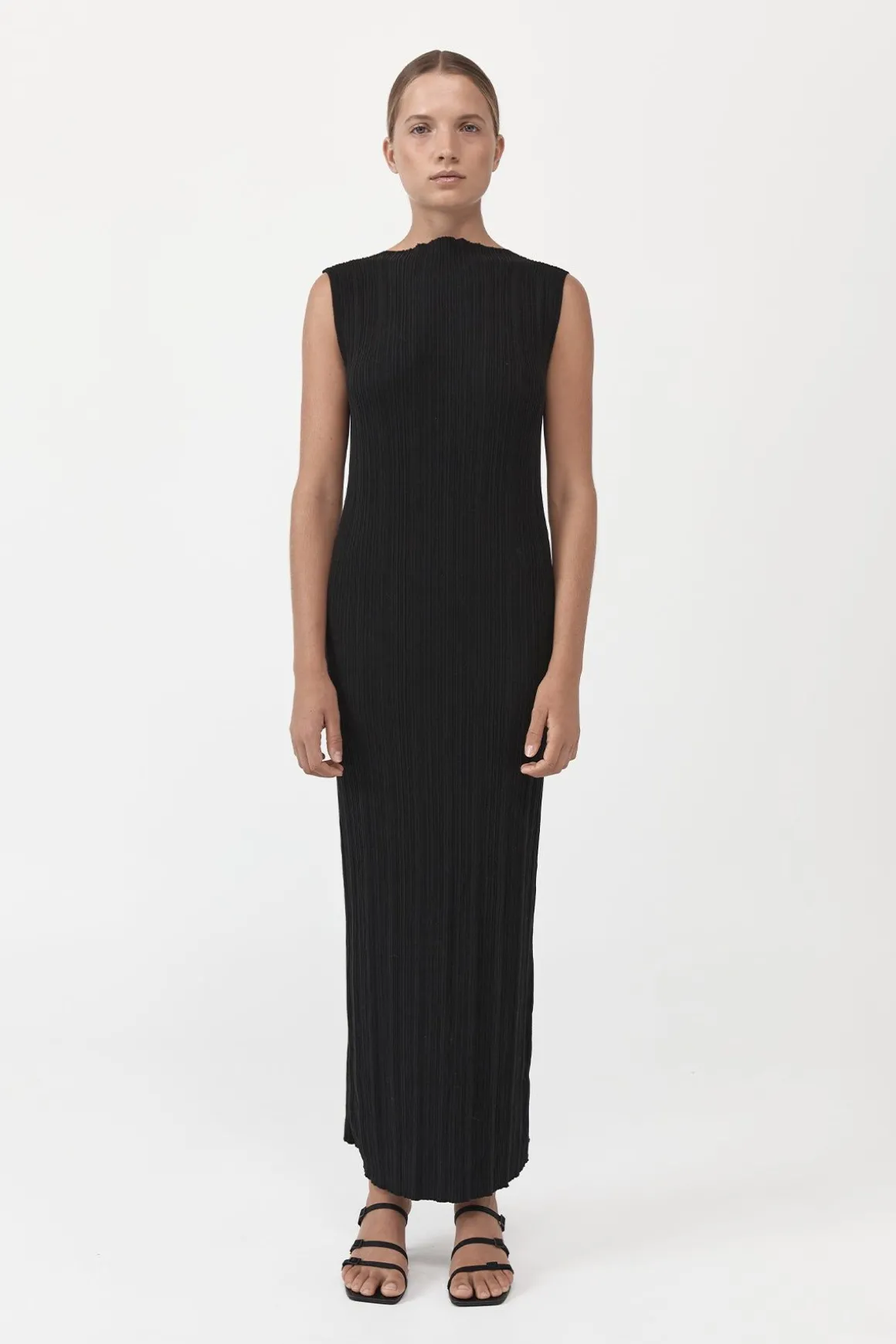 St. Agni Vas Pleat Knit Dress - Black