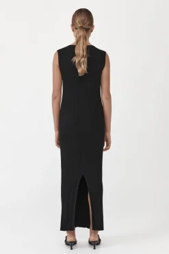 St. Agni Vas Pleat Knit Dress - Black