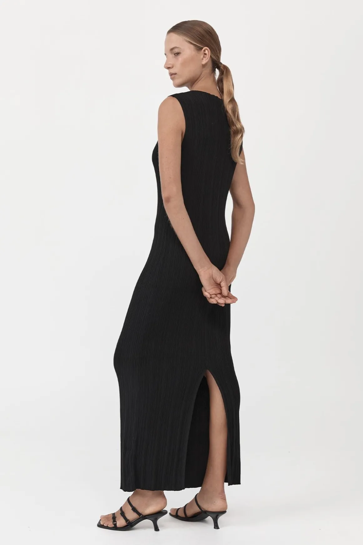 St. Agni Vas Pleat Knit Dress - Black