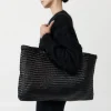 St. Agni Wide Bagu Woven Tote - Black