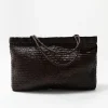 St. Agni Wide Bagu Woven Tote - Chocolate
