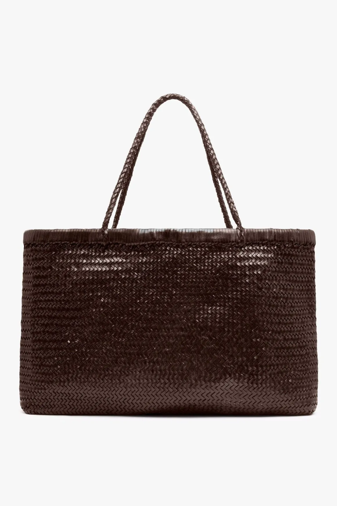 St. Agni Wide Bagu Woven Tote - Chocolate