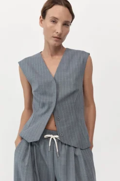 St. Agni Wool Vest - Chalk Stripe