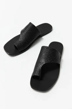 St. Agni Woven Abstract Slide - Black