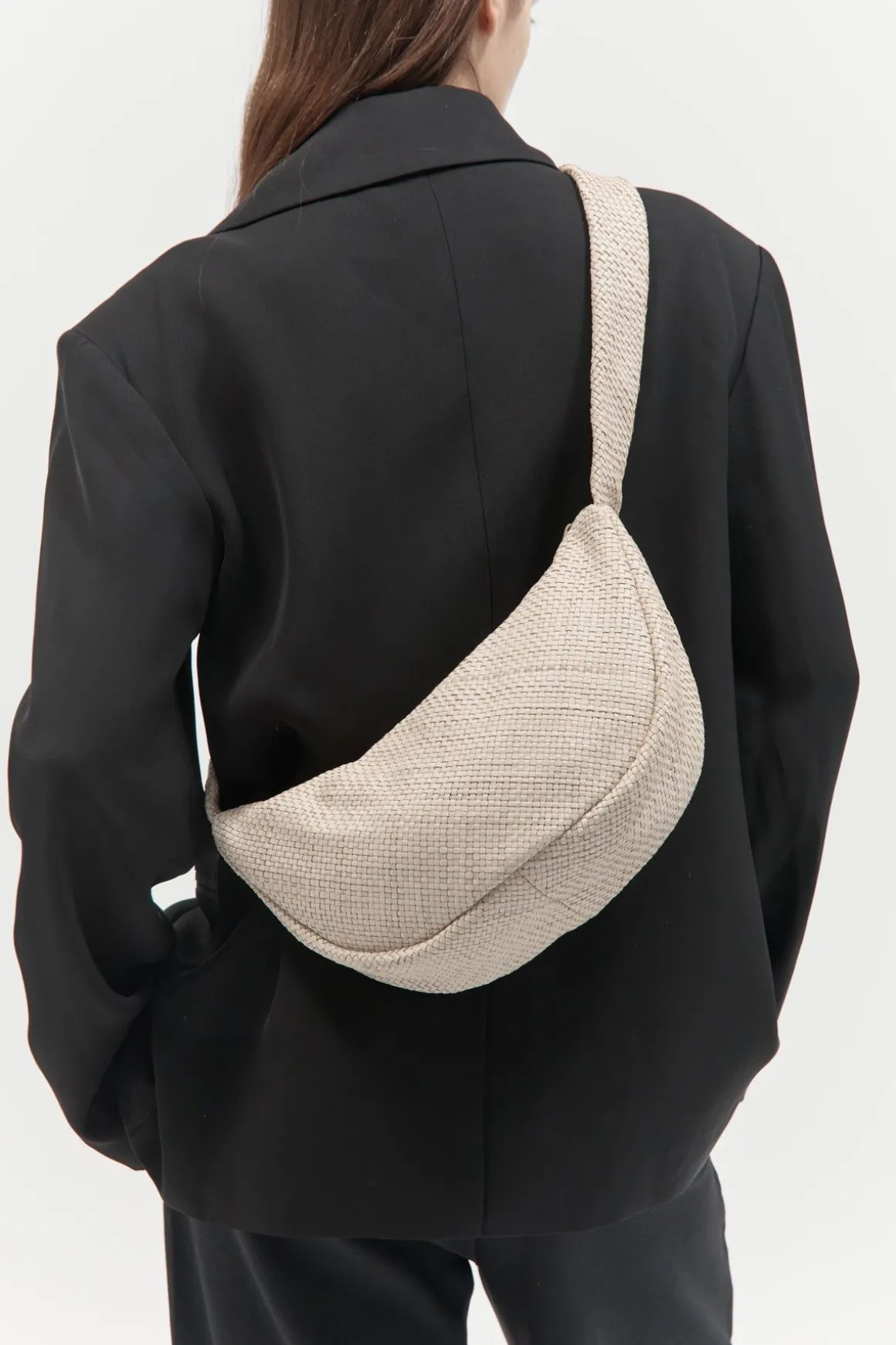 St. Agni Woven Crescent Bag - Ecru