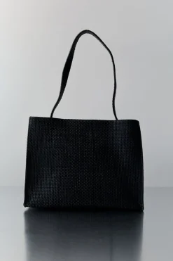 St. Agni Woven Minimal Mini Tote - Black