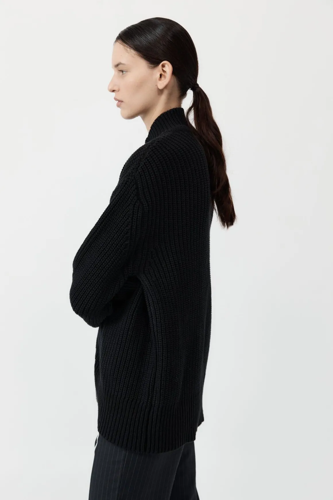 St. Agni Zip Detail Cardigan - Black