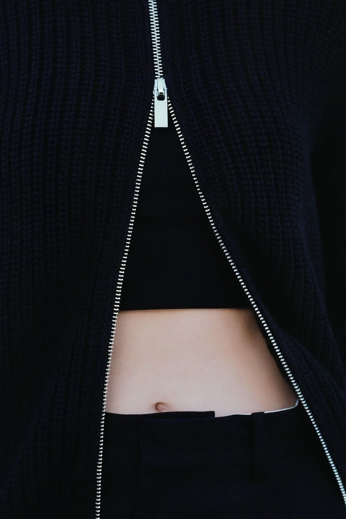 St. Agni Zip Detail Cardigan - Black