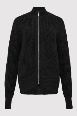 St. Agni Zip Detail Cardigan - Black