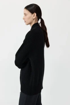 St. Agni Zip Detail Cardigan - Black