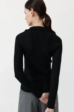 St. Agni Zip Front Top - Black